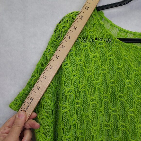 Trina Turk Cover-up Womens Med Top Lime Green Crochet Colorful Stretch Open Side - Picture 10 of 13